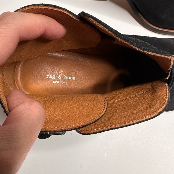 Rag & Bone Women's Fashion Boots with Heels Buckles Black Suede Size 38 - Picture 5 of 12